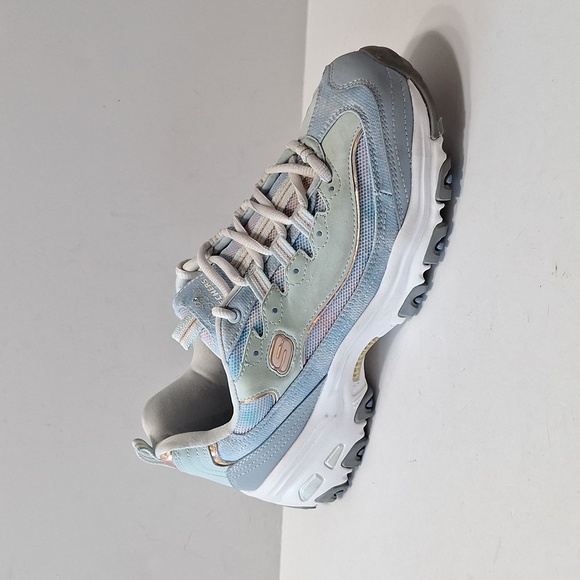 Skechers Light Blue Multicolor Retro Athleisure D'Lites Low Top Sneakers Size 10 - Picture 1 of 11